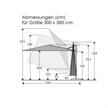 Schneider Ampelschirm Rhodos Twist Green Style 300x300cm (recyceltes PET) Anthrazit